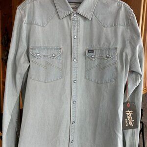 Men's Howler Bros Dust Up denim shirt, light washed